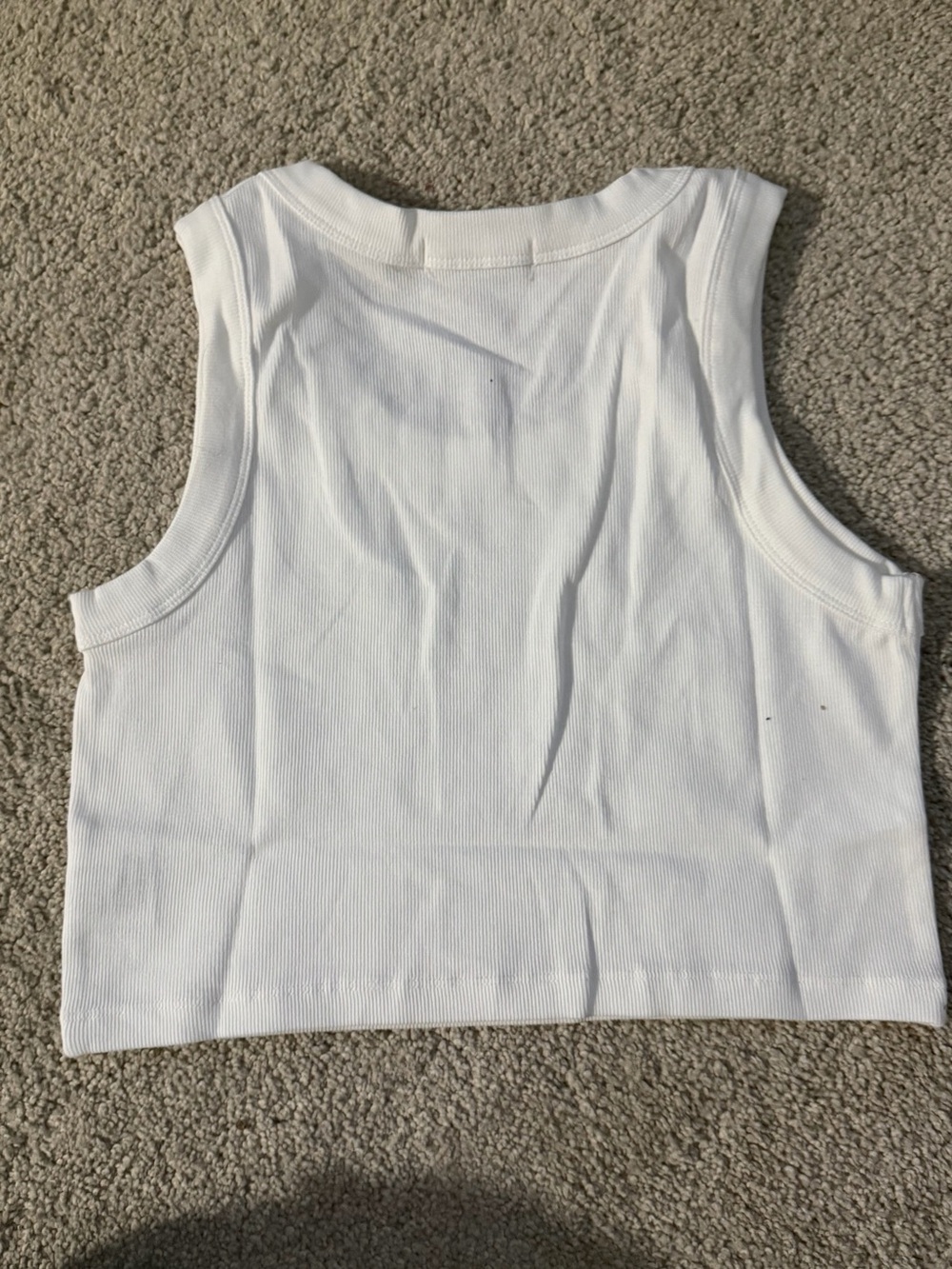 Prada Cream Ribbed Logo Crop Tank - Picture 2 of 5